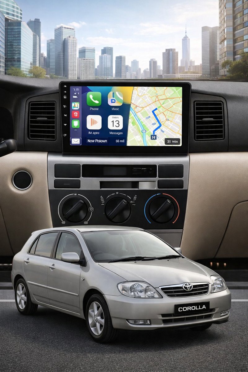 ADIVOX T2 9 inch geschikt voor Toyota Corolla Ex E120 2007-2012 Android 15 Carplay/Auto/WiFi/RDS/DSP/5G/DAB+