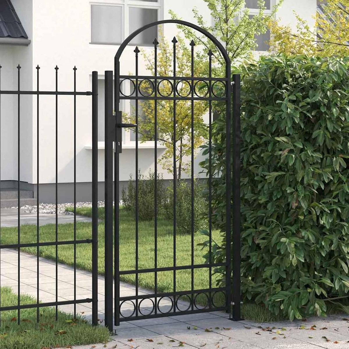 Stevige zwarte stalen tuinpoort 105x204 cm voor veiligheid en entree