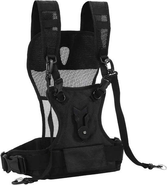 Camera harnas met dubbele draagband voor comfortabele en verstelbare ervaring bij bruiloften, sport en natuur - Nylon en ademend.