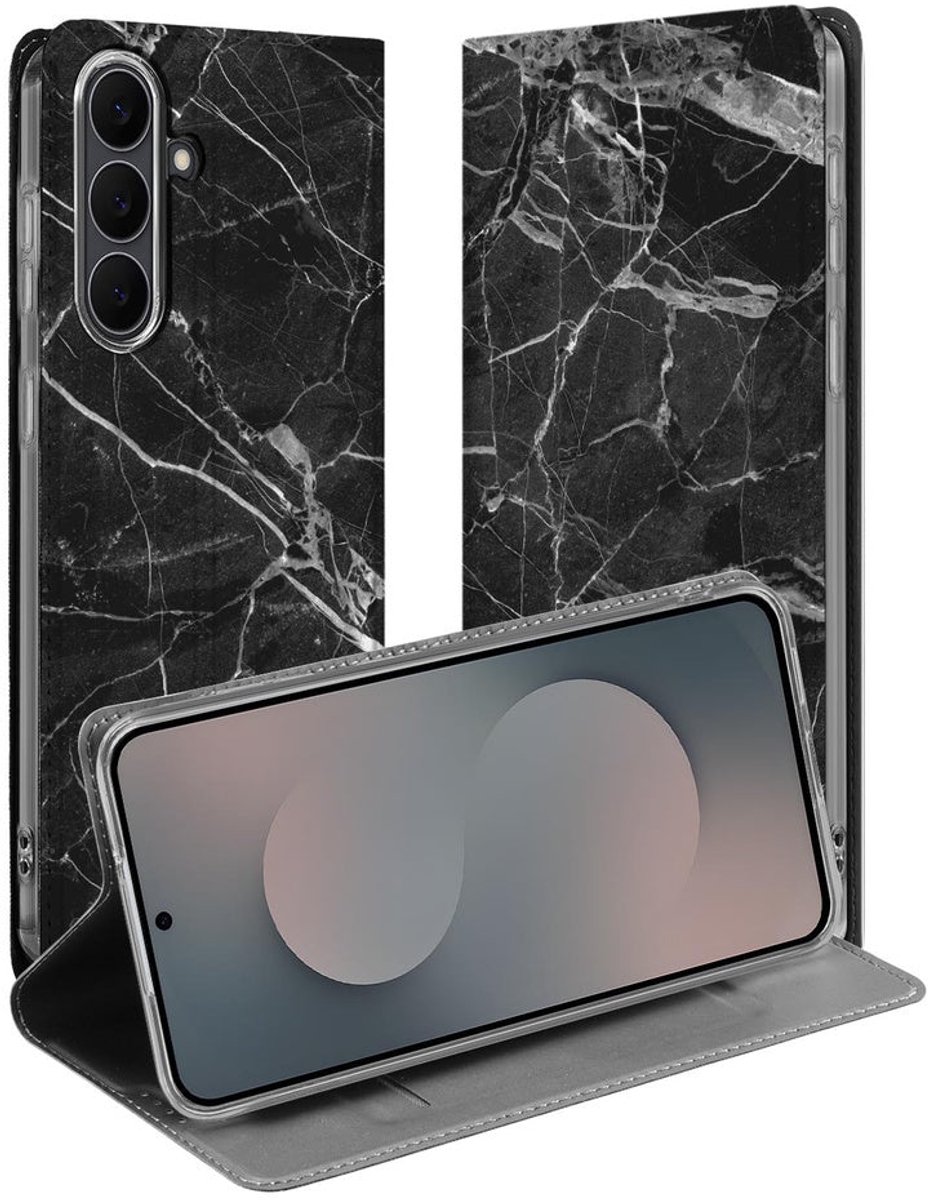 Telefoonhoesje Samsung Galaxy S25 FE Wallet Case Marmer Zwart
