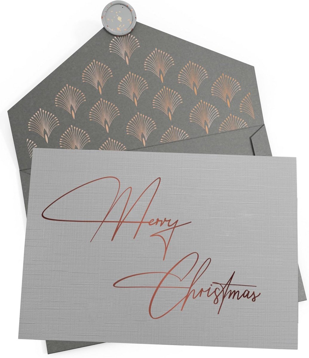 10 Kerstkaarten met Enveloppen en Waszegel - Luxe Vouwkaarten