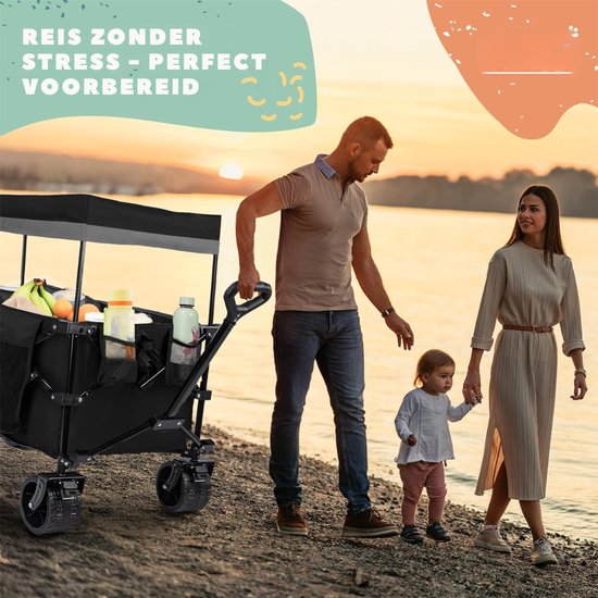 Aura® Bolderkap Opvouwbaar Luchtbanden - Bolderkar - Bolderkar Opvouwbaar - Zwart - 90cm x 50cm x 10cm — afbeelding 4