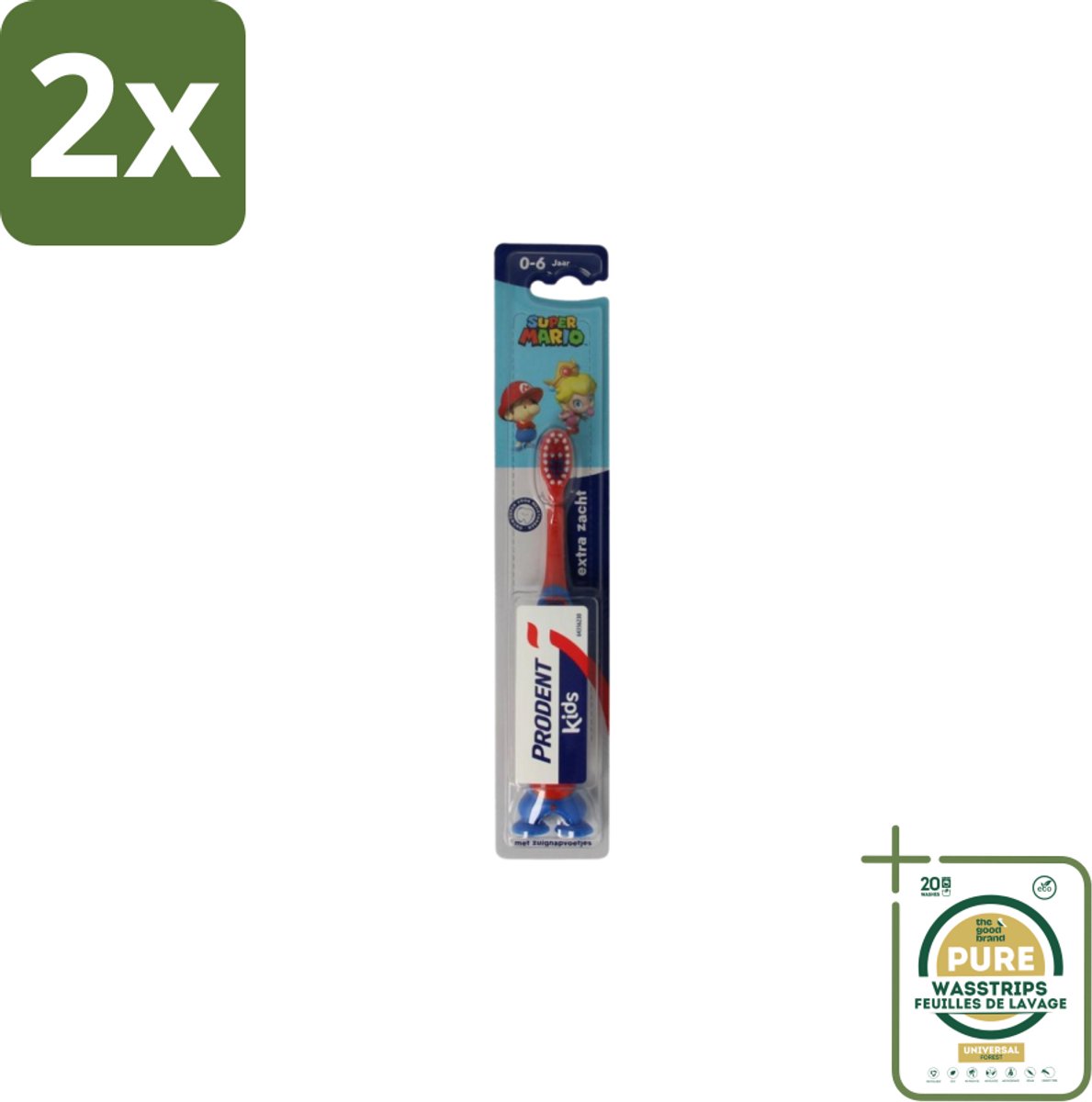 Prodent – Tandenborstel – Super Mario – 0–6 jaar - Voordeelverpakking - 2 stuks - Super Mario tandenborstel - Kindertandenborstel