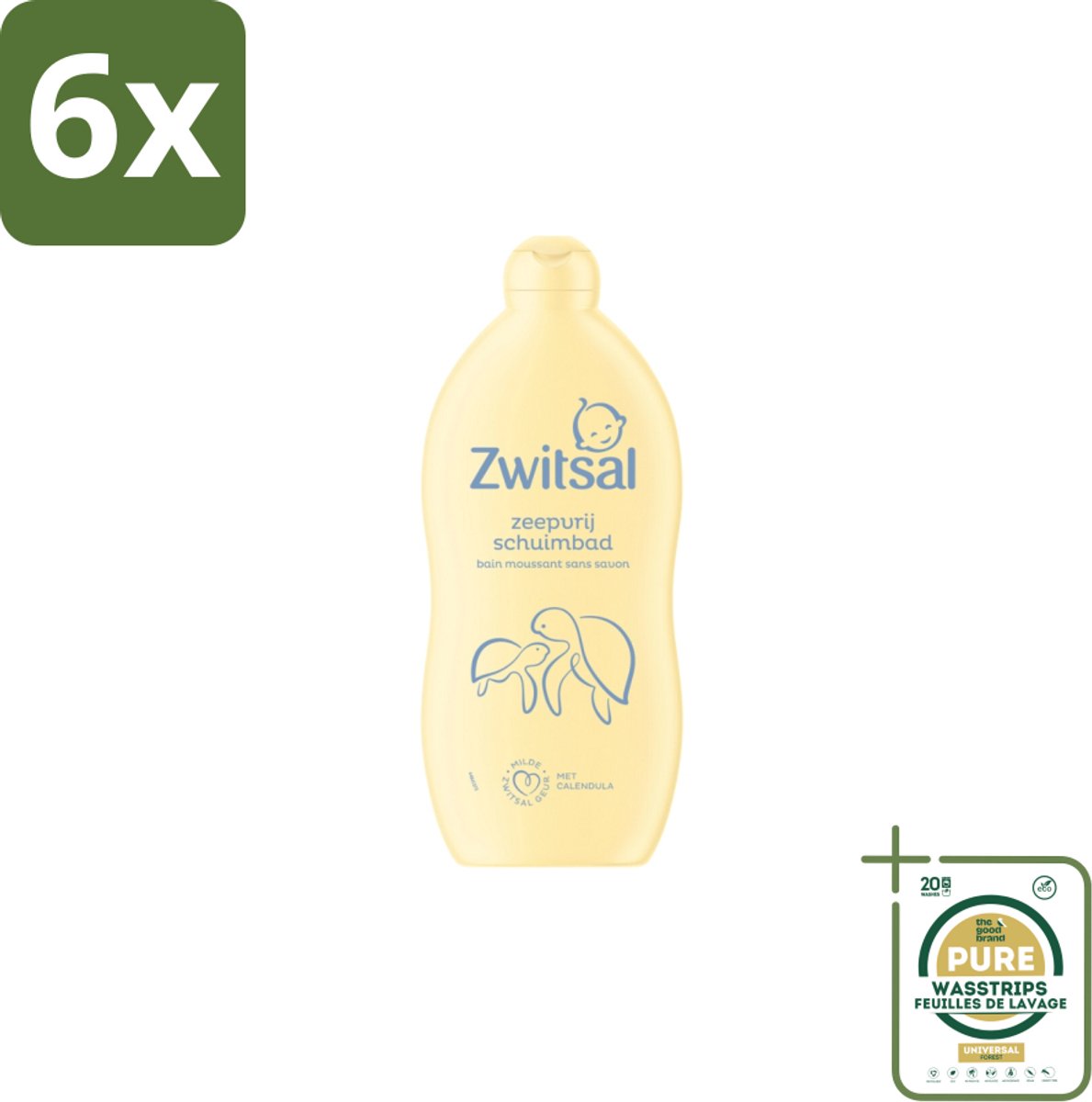Zwitsal Zeepvrij Schuimbad 700 ml - Voordeelverpakking - 6 stuks - Babyhuid reinigen - Calendula
