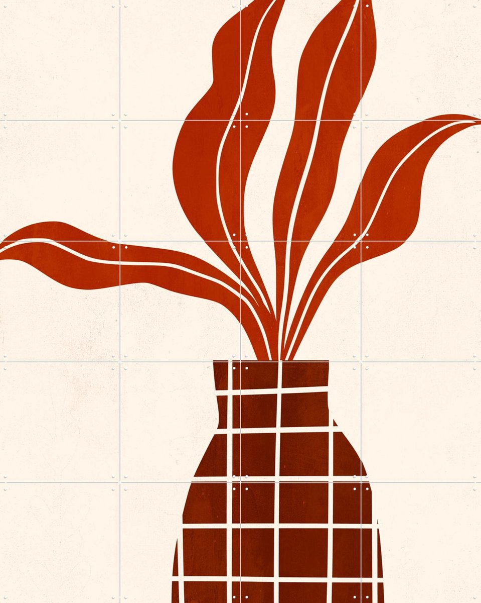 IXXI Peter, The Plant, Kubistika - 80 x 100 cm - Gratis ophangtool - Grote wanddecoratie en posters - Illustraties, Minimalisme, Grafisch Ontwerp