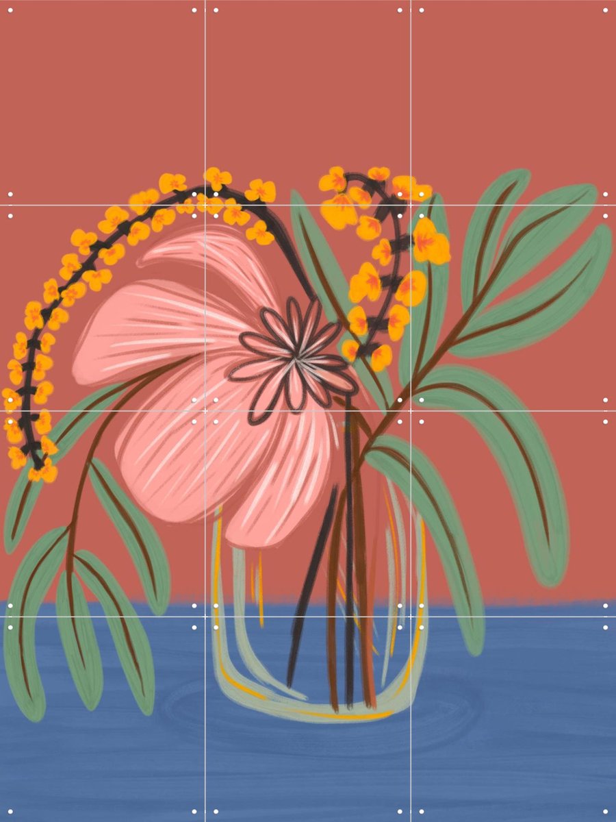 IXXI Earthen Blossom, Nikita Jariwala & Various - 60 x 80 cm - Gratis ophangtool - Grote wanddecoratie en posters - Grafisch Ontwerp, Kleurrijk