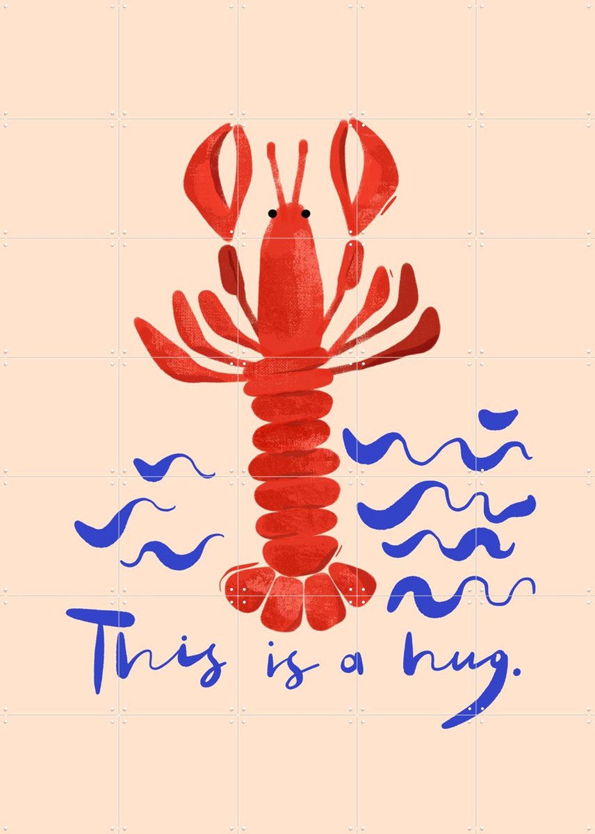 IXXI This is a Hug, Gozde - 100 x 140 cm - Gratis ophangtool - Grote wanddecoratie en posters - Speels, Cartoonesk, Kleurrijk, Grafisch Ontwerp