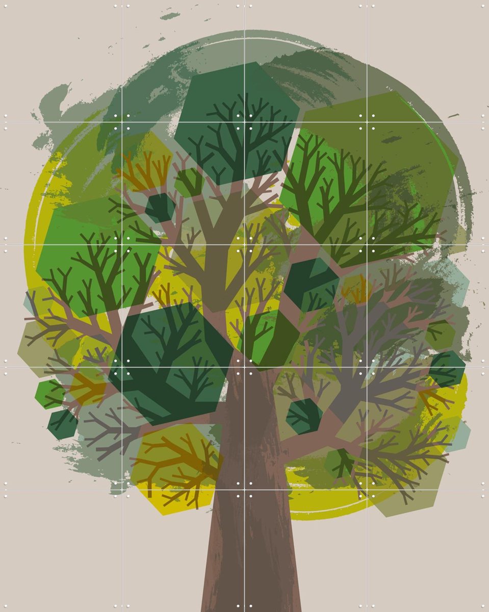 IXXI The Tree, Markus Laible - 80 x 100 cm - Gratis ophangtool - Grote wanddecoratie en posters - Illustraties, Grafisch Ontwerp, Abstract, Digitale