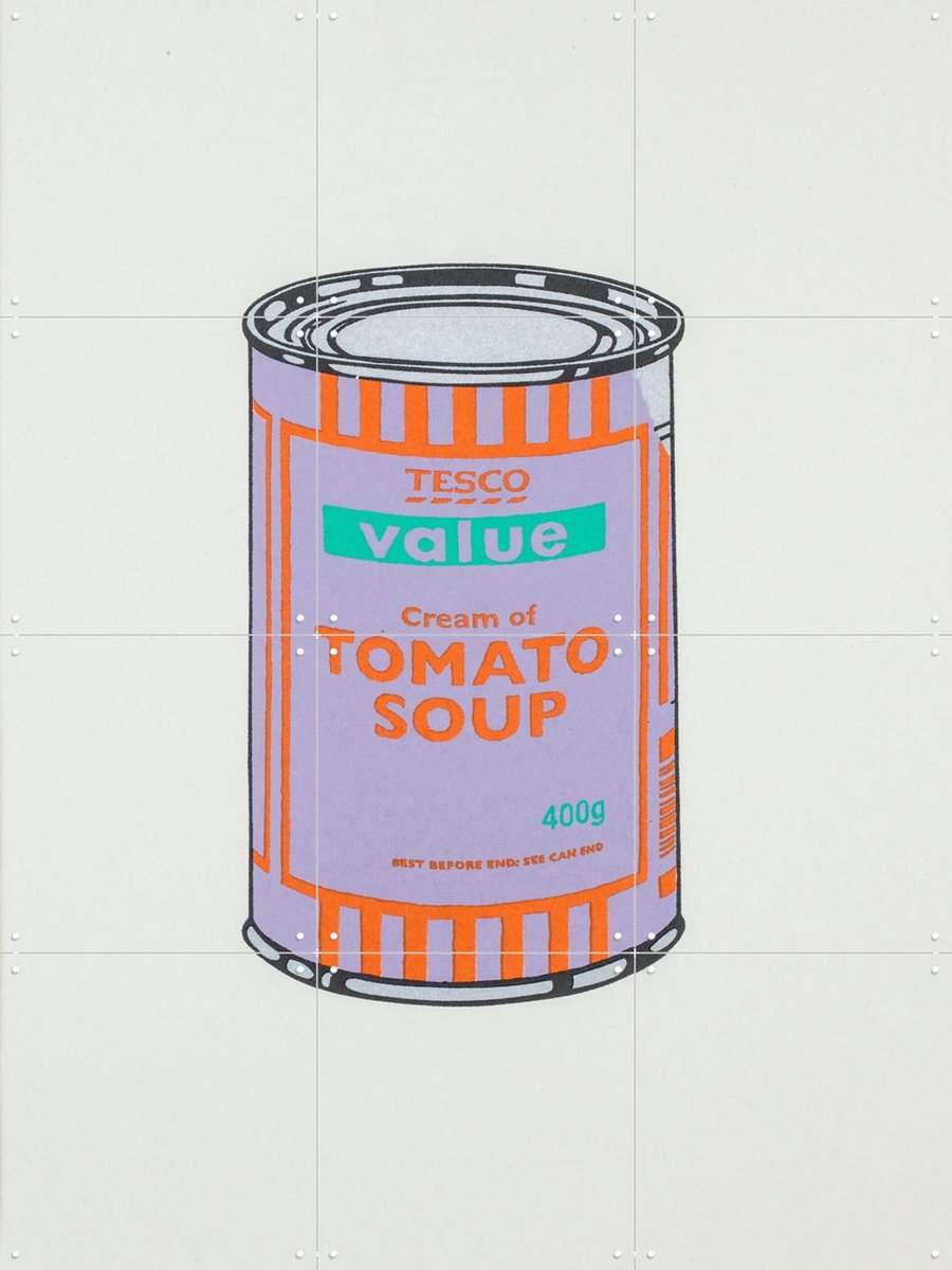 IXXI Tomato Soup Can II, Banksy - 60 x 80 cm - Gratis ophangtool - Grote wanddecoratie en posters - Pop art, Speels, Street art, Illustraties