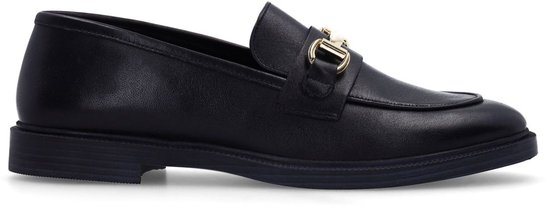 Manfield - Femme - Mocassins en cuir noir avec détail doré - Taille 37