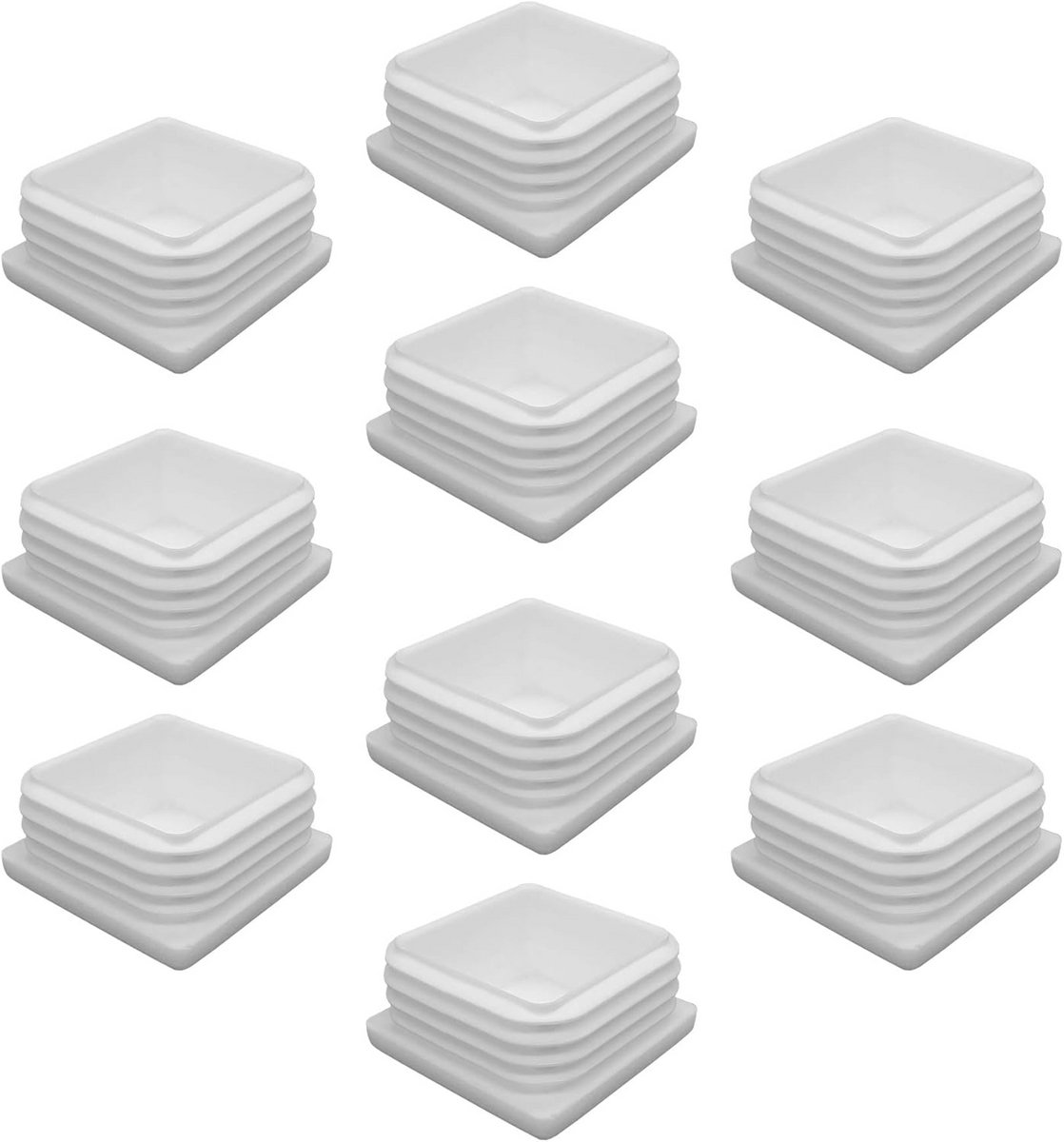 10x Witte Vierkante Buisdoppen 20x20 mm - Kunststof Eindstops voor Buisconstructies