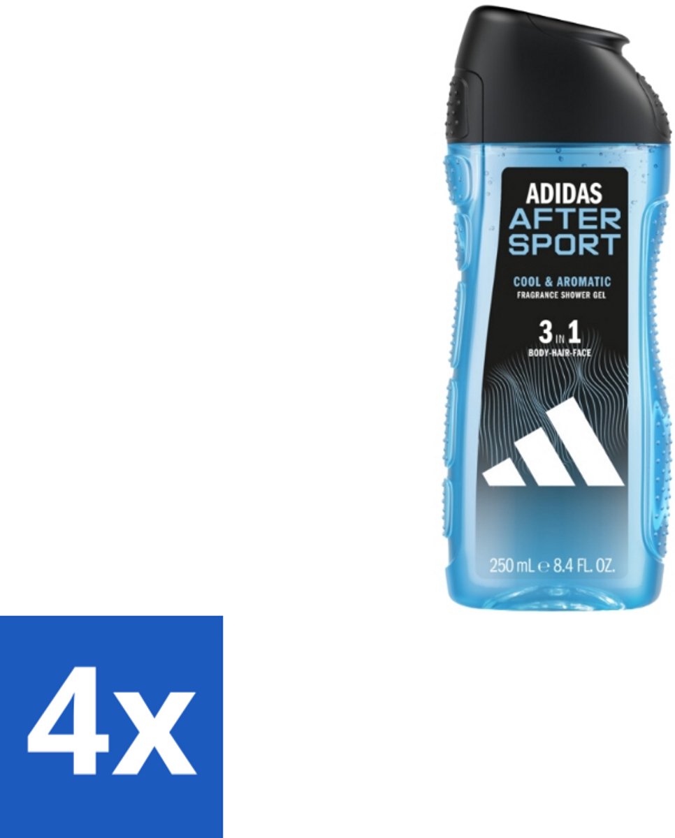 Adidas Shower Gel After Sport 250 ml - Voordeelverpakking - 4 stuks