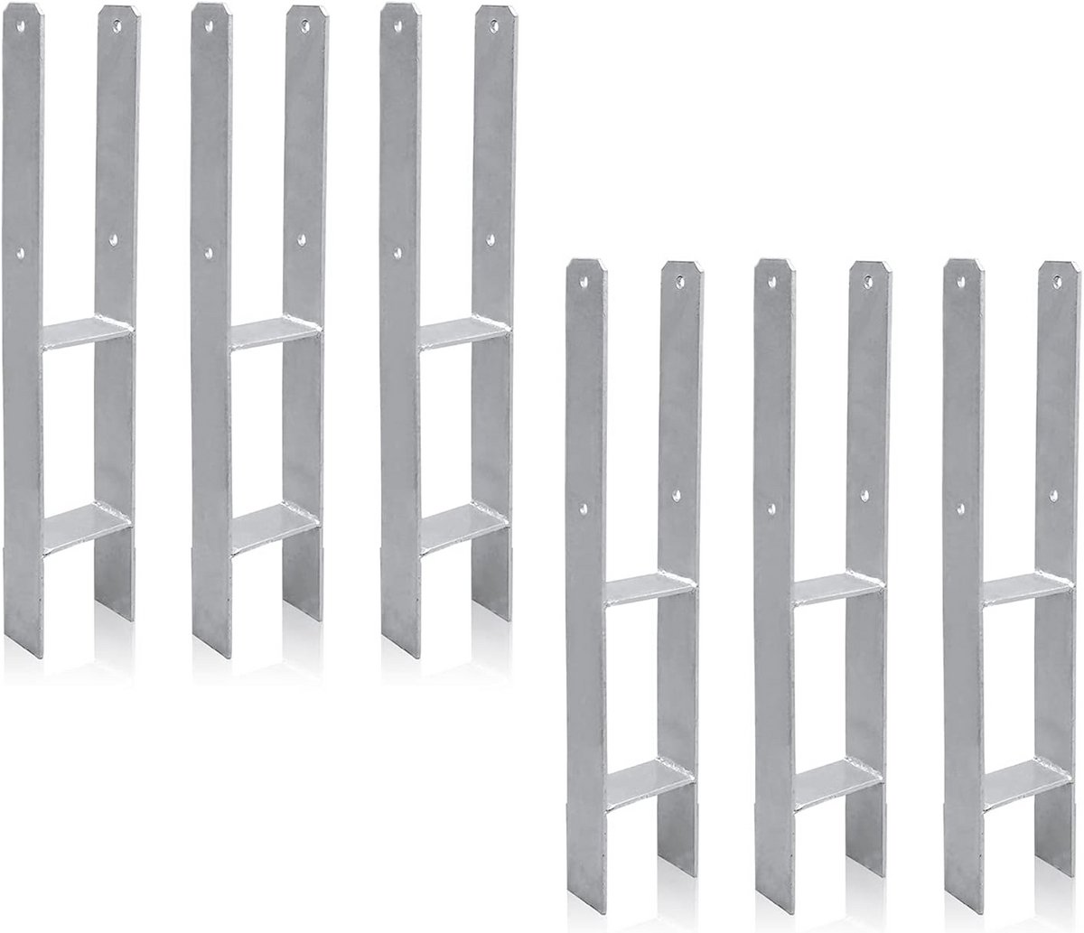 H-Ankers voor Palen 91 mm Gegalvaniseerd 6 Stuks