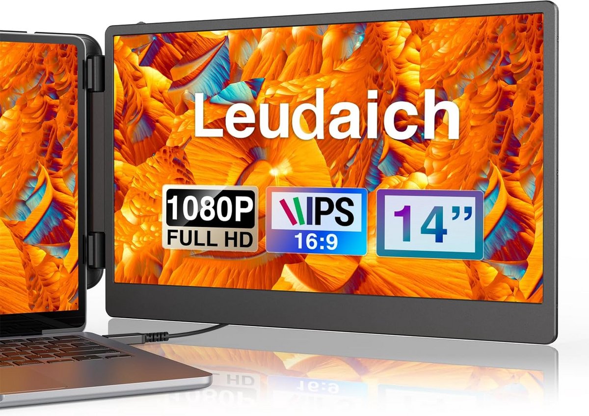 Draagbare Monitor 14 inch FHD IPS | USB-C/HDMI Dual Display voor Laptop 13-16 inch