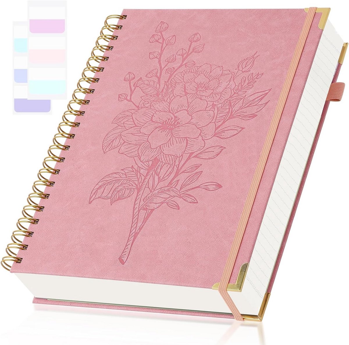 Spiraal notitieboek A4 College-Ruled Hardcover met Genummerde Pagina's - Roze