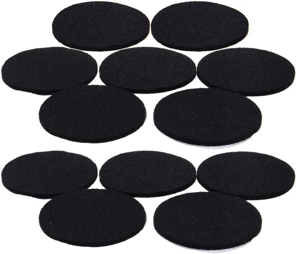 Zelfklevende Vilt Pads Rond - 60mm - Meubelpootjes Beschermers Zwart (12 Stuks)