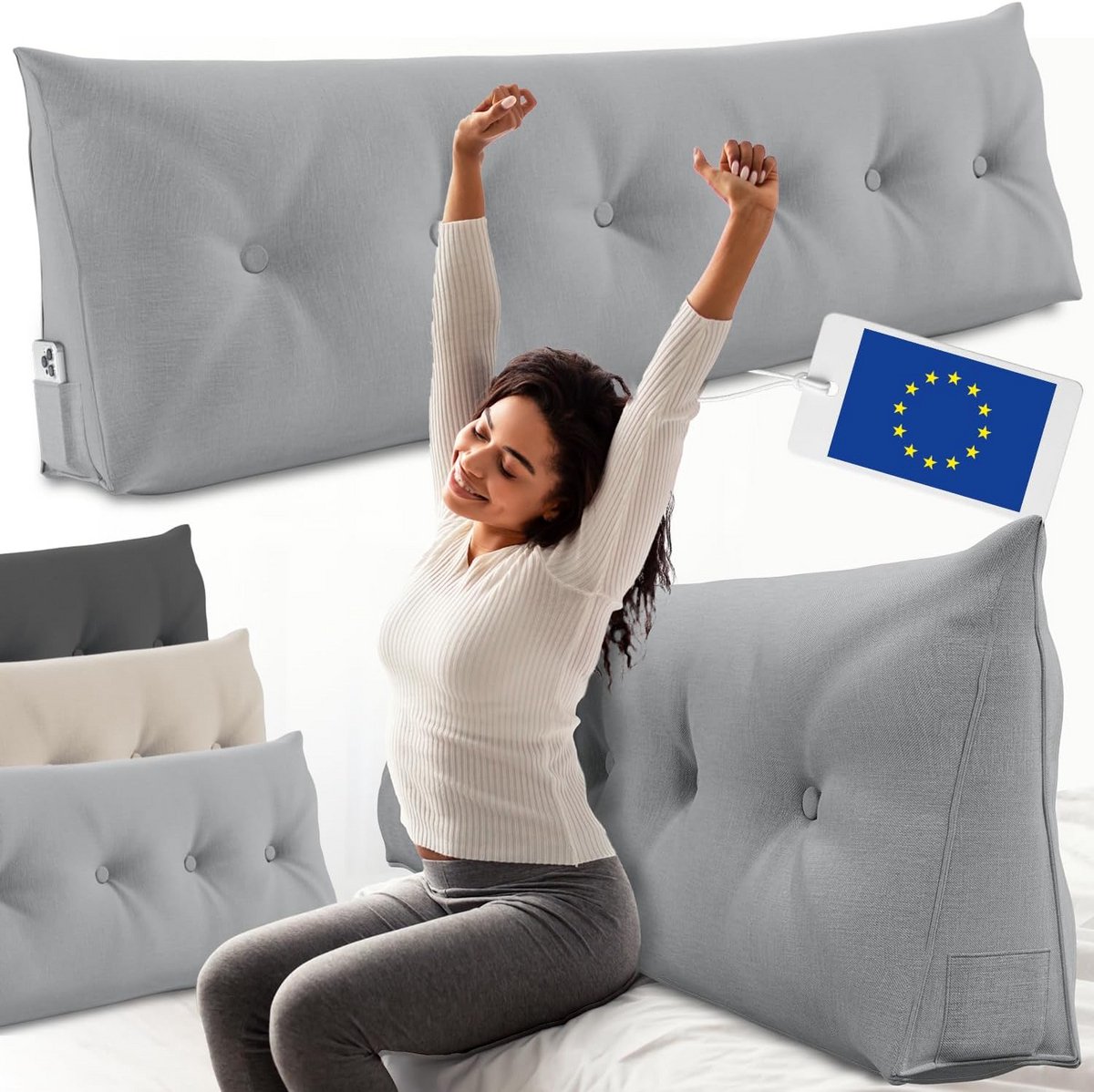 Extra breed rugkussen 160 cm voor bed en bank