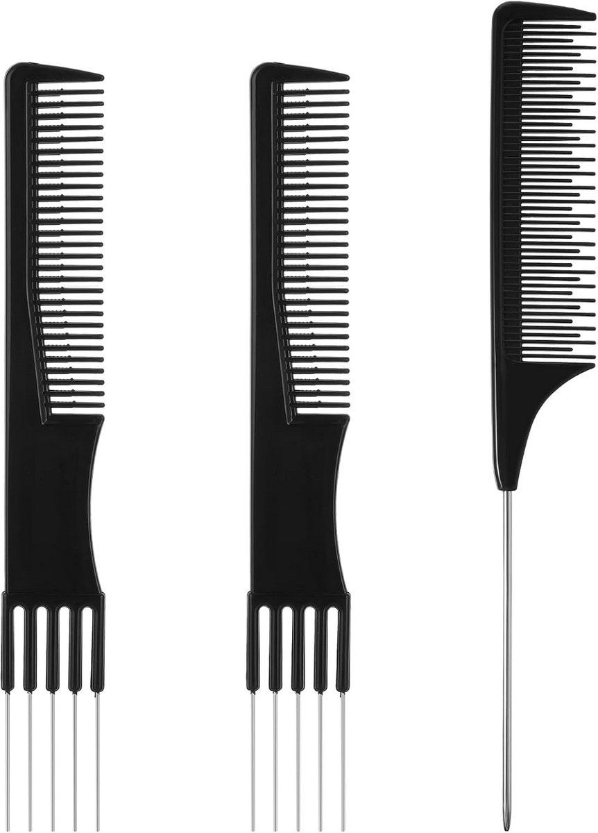 Set van 3 Professionele Haarkammen voor Stylen, Plagen en Afscheiden