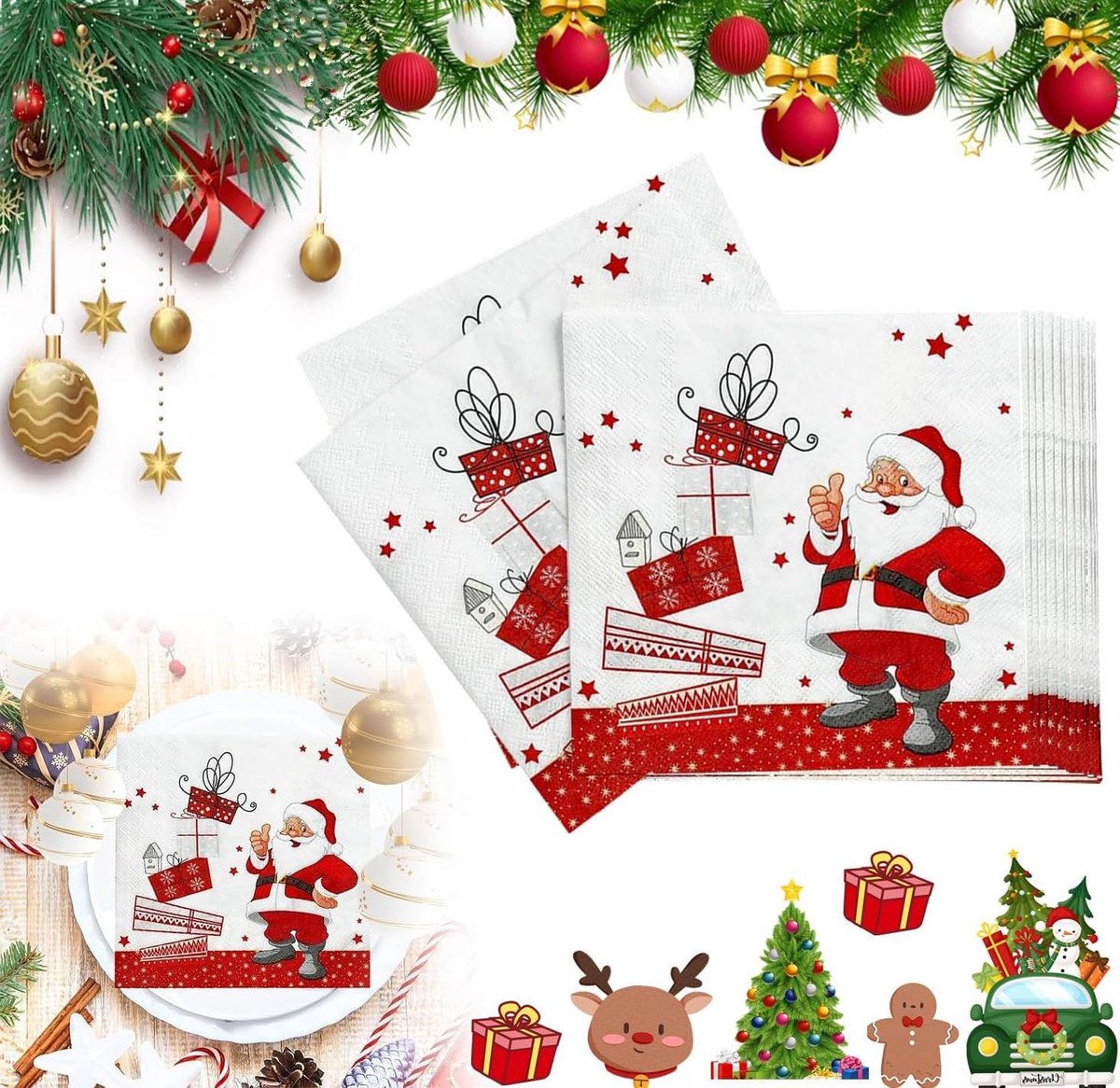 Servetten voor Kerstfeest - Decoratieve tafeldecoratie voor kerstdiner