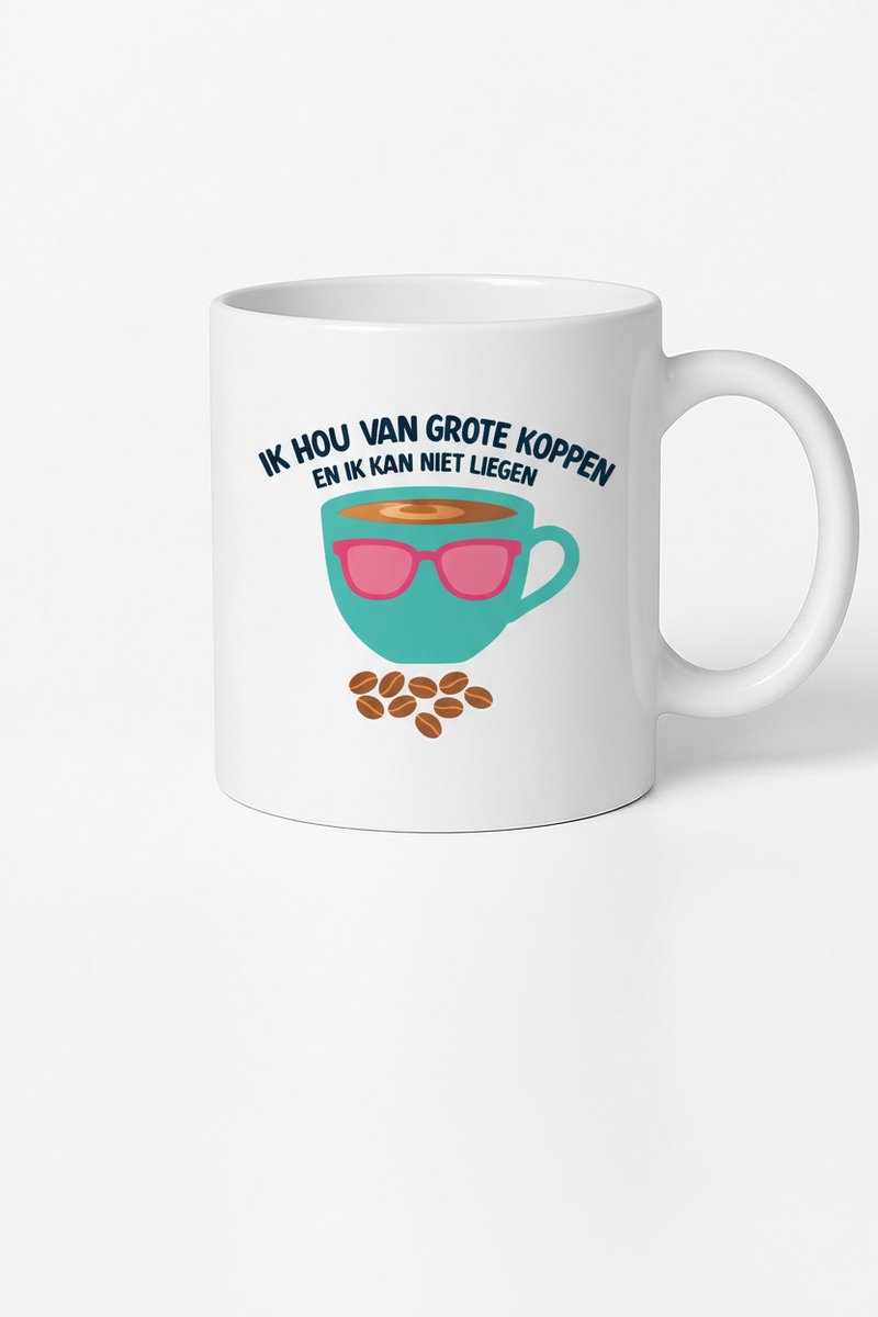 Ik Hou Van Grote Koppen Koffie Mok - Grappige Koffiemok met Spreuk