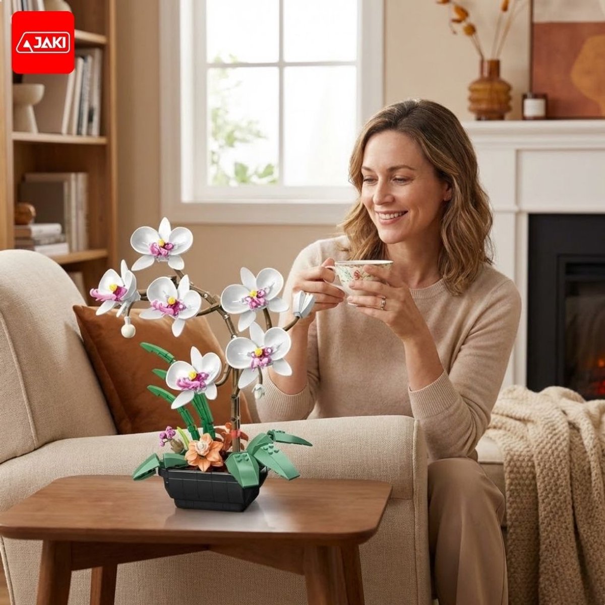 Jaki - Bloemenboeket orchidee wit | Botanical bloemenpracht bloemenvaas | Classic Creator STEM speelgoed bonsai bloemen mega bouwpakket compatibel met lego mould king mega | Icons modelbouw volwassenen & kinderen | Kunstbloemen | 581 bloks — afbeelding 5