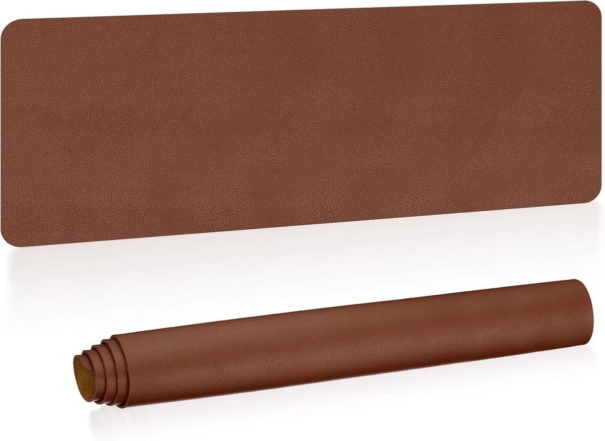 55"x17" Large Desk Mat - PU Leather - Dubbelzijdig - Donkerbruin