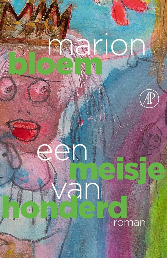 Boekomslag met een kinderlijke tekening van een gezicht, met de tekst 'marion bloem een meisje van honderd roman'.