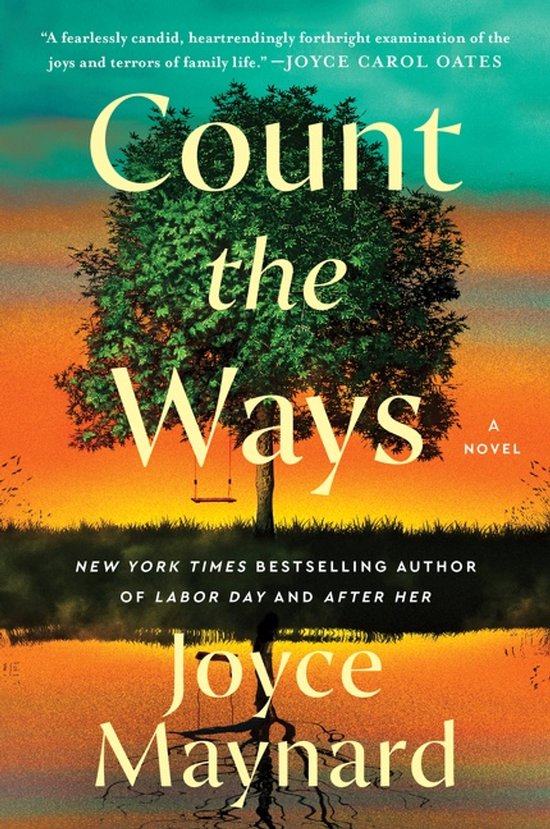 Boekcover met de titel 'Count the Ways' met een boom en een schommel, tegen een zonsondergang.
