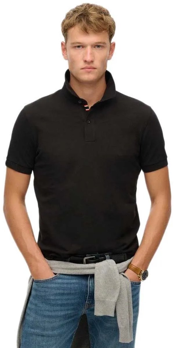 Superdry City Pique Korte Mouw Poloshirt XL Man Zwart