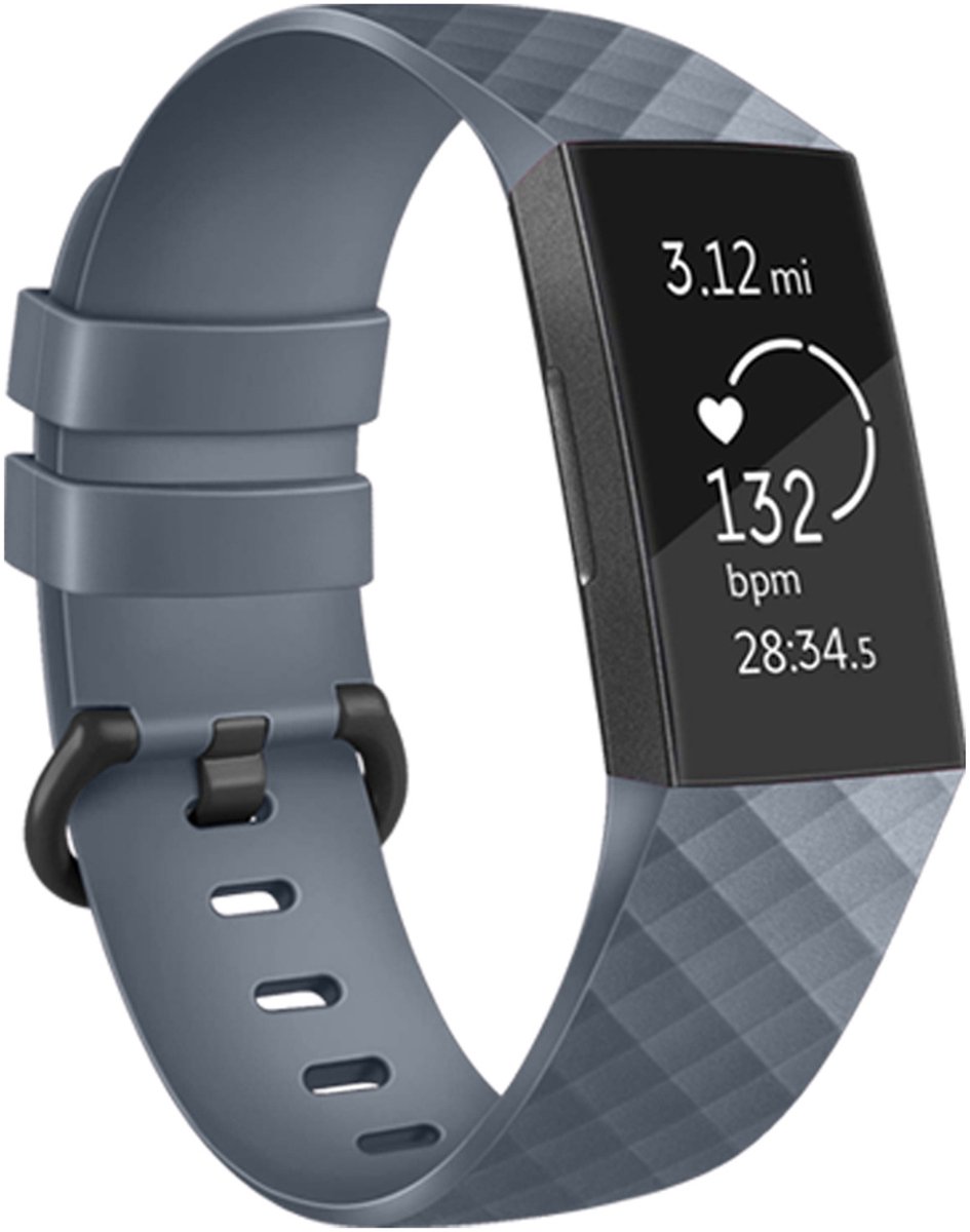 Siliconen bandje - Geschikt voor Fitbit Charge 3/ Charge 4 - Grijs