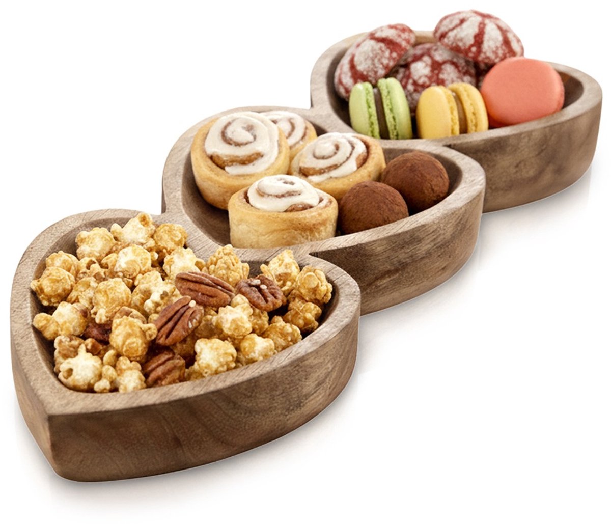 Snackbord Houten Split Hart MANGO 40x16 cm - Dipschaal - Serveerbord - Serveerschaal