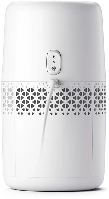 Arrière d'un humidificateur d'air Philips blanc avec boutons de commande et motif décoratif.