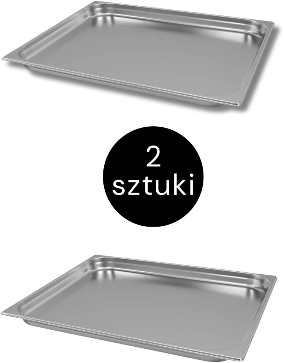 MEGA-M Gastronorm - GN 2/1 Set van 2 stuks - 650x530x40 mm - Roestvrij Staal