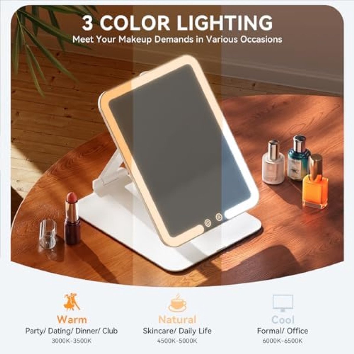 LED Make-up Spiegel met Opvouwbaar Ontwerp en Oplaadbare Verlichting