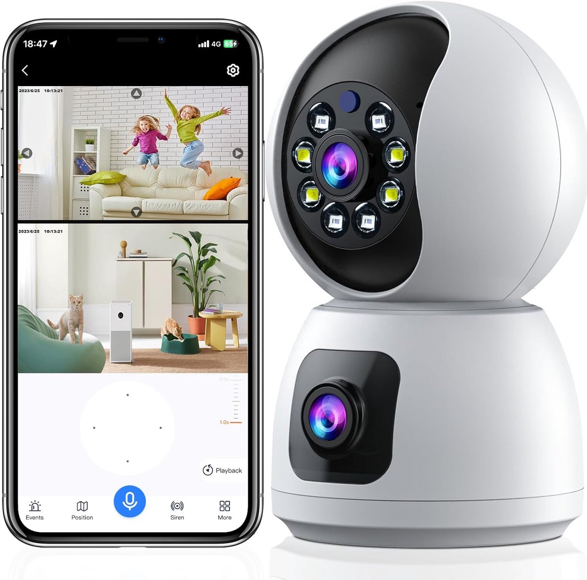 Hondencamera - Huisdiercamera - Babyfoon met Camera en App - Baby Monitor - Full HD - Compact