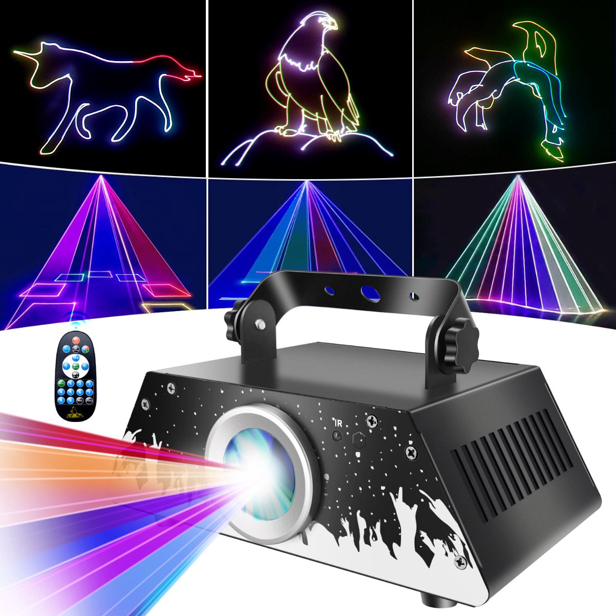 ANMI® 1W APP 3D RGB Laserlamp - Stage Laser Licht met Animatie & Cartoons voor KTV, Bar & Disco - 1000mW, DMX, Geluid-Activering, Volledige Kleuren