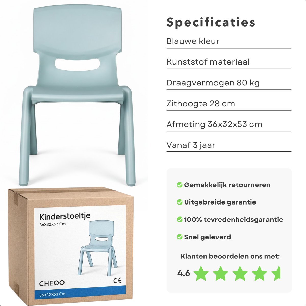Cheqo Kinderstoeltje - Kinderstoel - Kinderstoel Blauw thumbnail 4