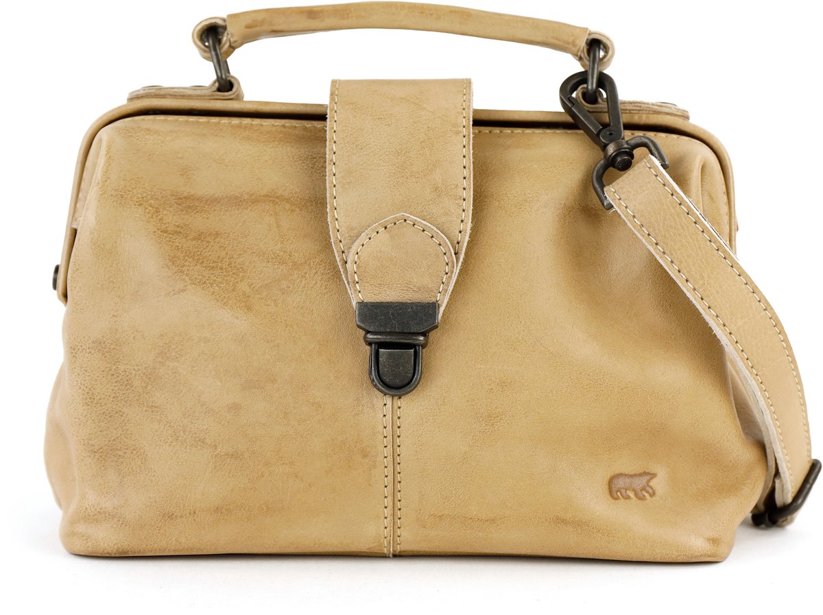 Bear Design Medium Handtas / Crossbodytas Dames - Leer - Julia M - Beige