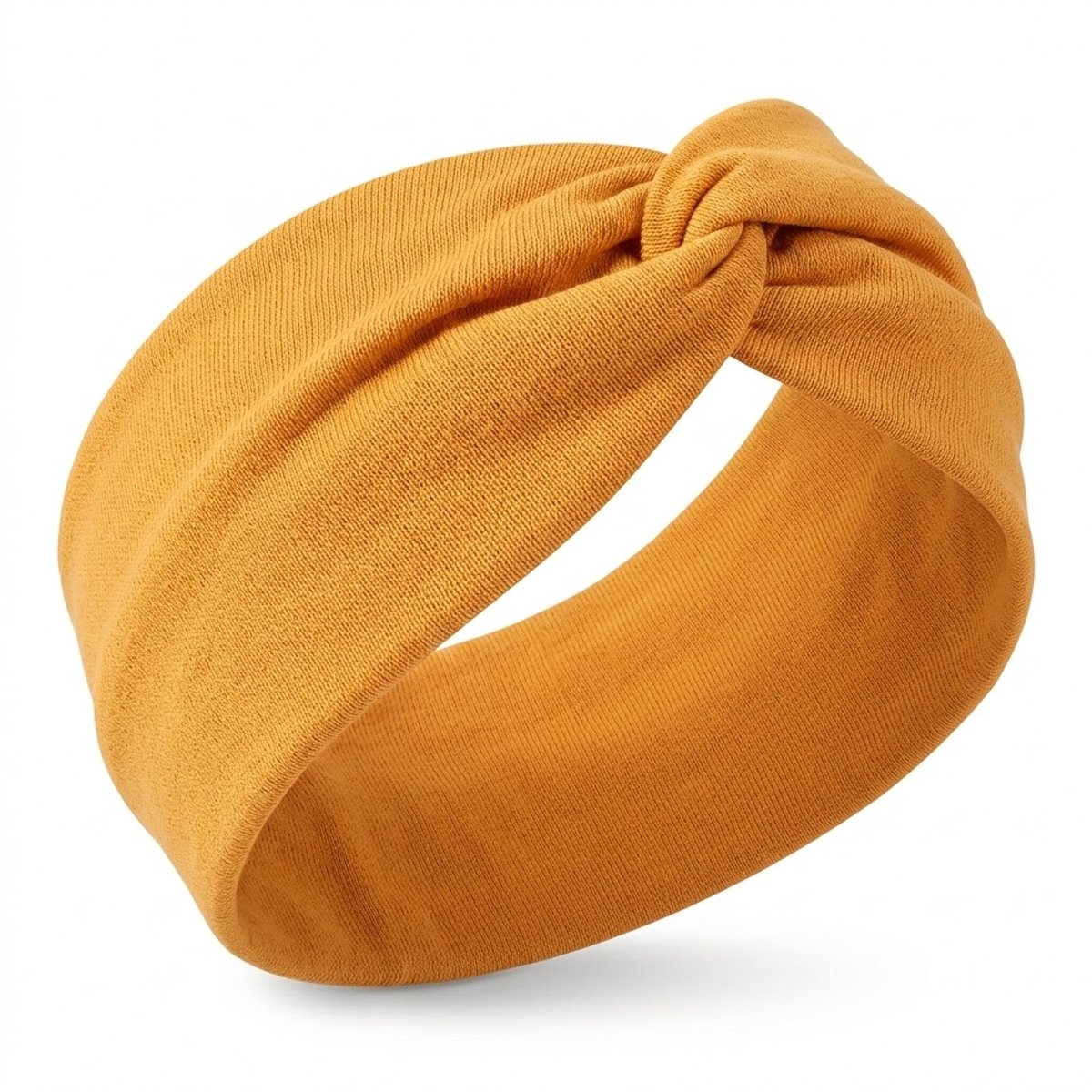 Oranje elastische haarband met twistknoop voor dames – brede rekbare hoofdband – modieus en comfortabel haaraccessoire