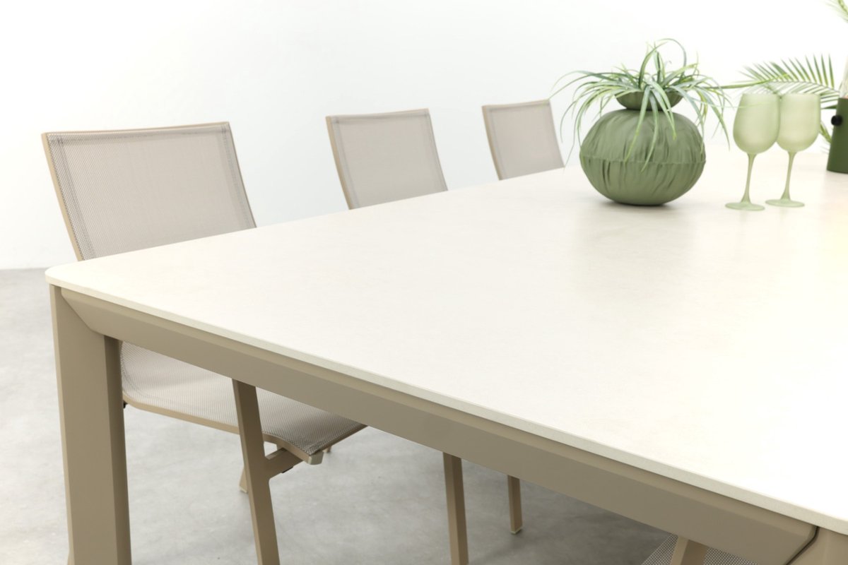Atmos/Hartman Kyra aluminium tuinset voor 6 personen 240x100 cm. - Latte – foto 5
