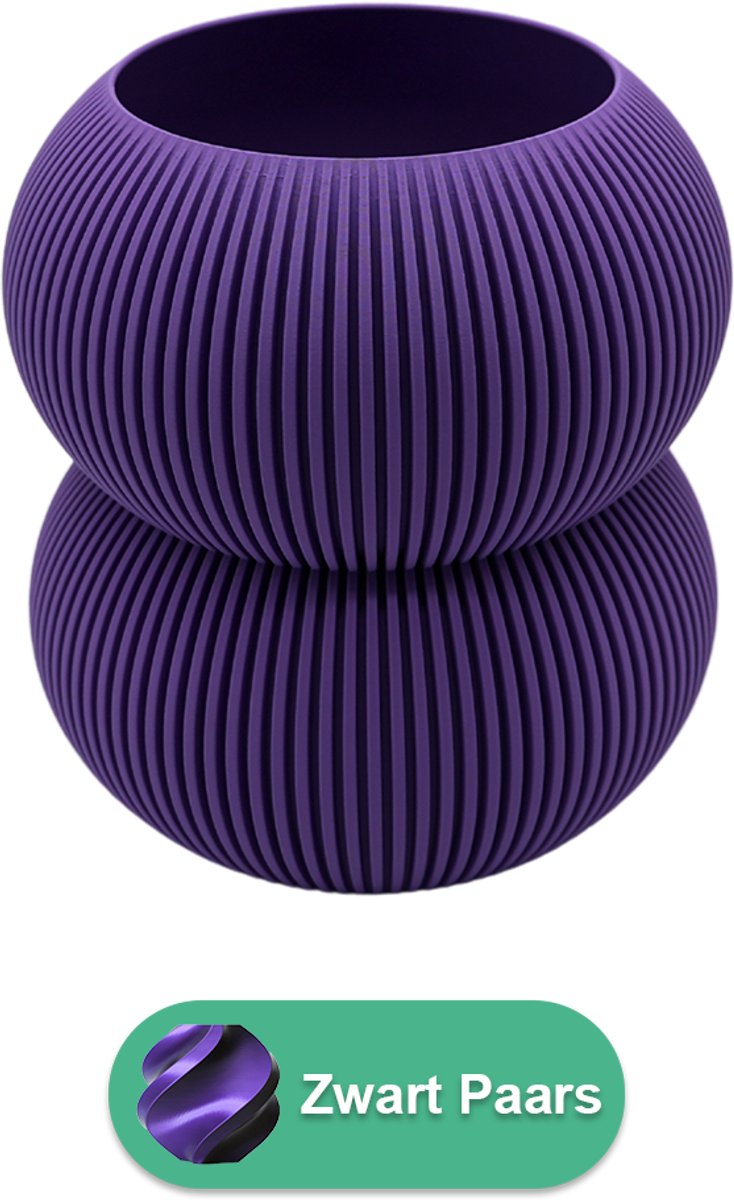 Lovora Elaro moderne vaas – Decoratieve vaas - Zwart / Paars - 3d geprinte vaas – geschikt voor droogbloemen - 25CM