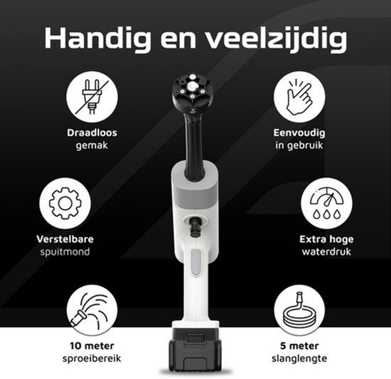 ASOME X021 Hogedrukreiniger - Hogedrukreiniger Accu - Hogedrukreiniger Auto - Draadloze Hogedrukreiniger - Terrasreiniger - Hogedrukspuit - 3x 15000 mAh Accu - 120 minuten gebruik van Merkloos	 — afbeelding 4