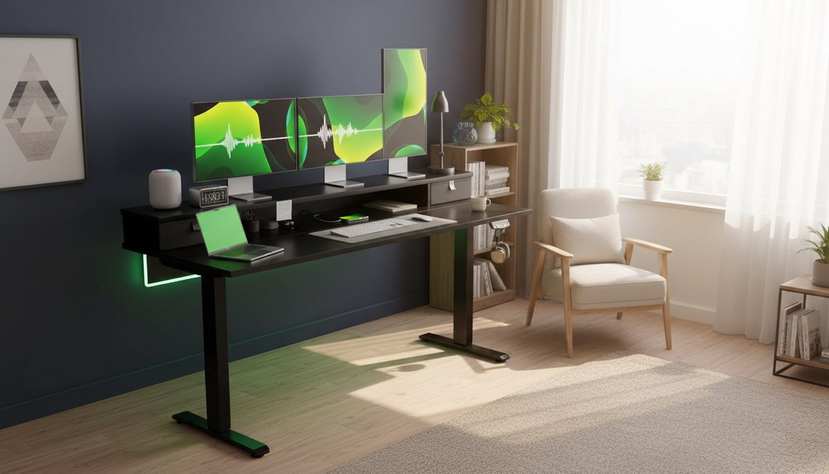 Electric Desk Casa Velluto Elevare Pro 160x60 cm – Height Adjustable Sit-Stand Desk with Memory Function, 2 Storage Drawers, Anti-Collision Technology – Black Home Office Desk