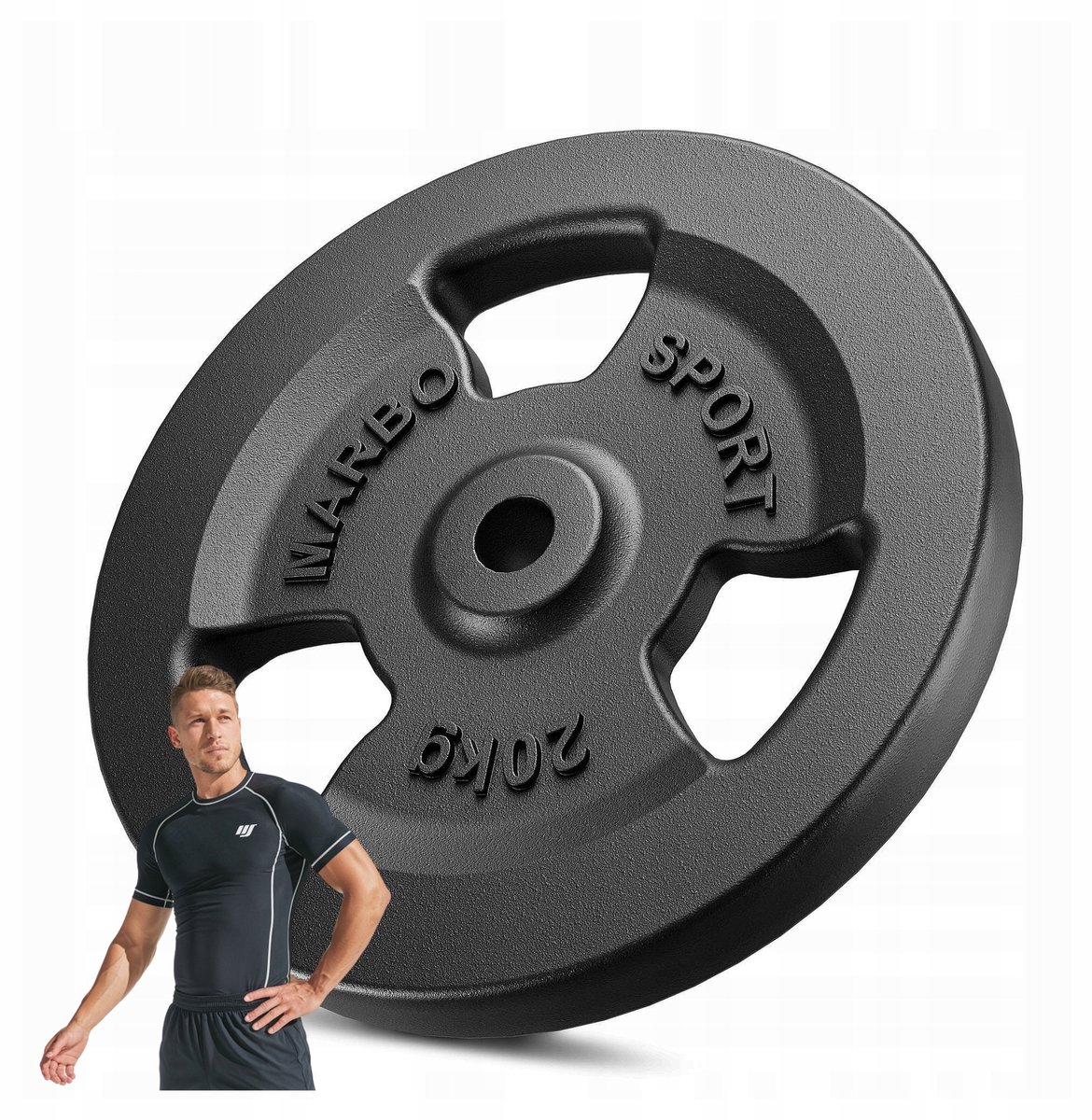 Marbo Sport - Halterschijf - Weight Plate - 20 kg - Gietijzer - Boring 31 mm - Voor krachttraining en thuisgym en Home Gym - Zwart