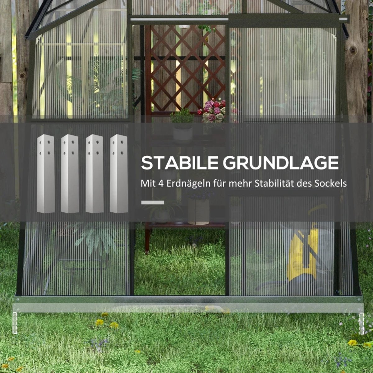 Kas met Schuifdeur en Schuifraam - Weerbestendig - Tuinkas - Broeikas - Kweekkas - Tomatenkas - Groentekas - Plantenkas - voor Groenten, Bloemen, Planten - 192 x 192 x 203 cm - Aluminiumlegering + Polycarbonaat - Zwart – foto 8