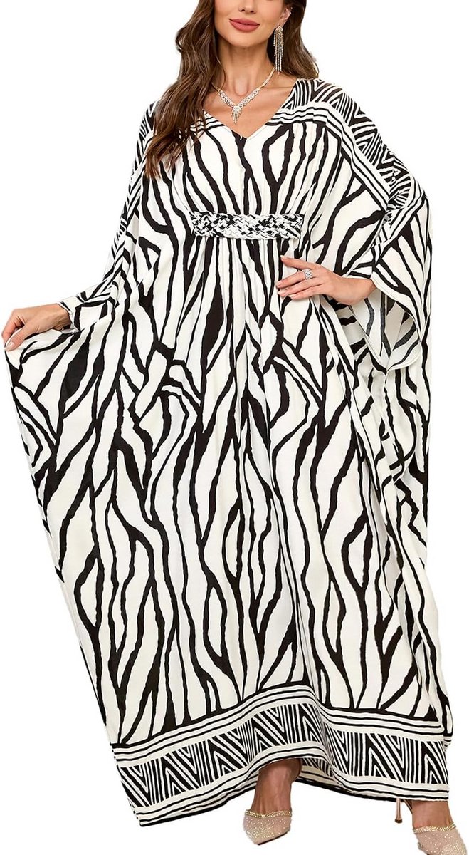 Bohemian Katoenen Kimono Strandjurk Lange Badjas Plusmaat