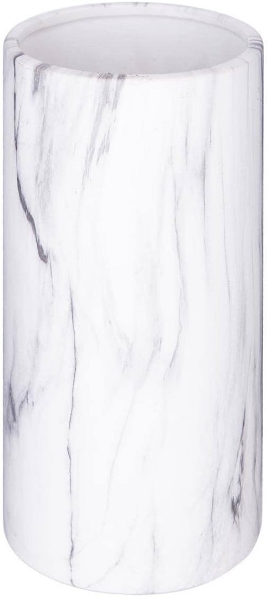 Cilindervaas Marmer Wit - Modern Design - Hoogte 20 cm