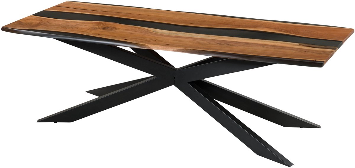 MASSIVMOEBEL24.DE EPOXY Unikat #1 eettafel natuur gelakt acacia met epoxyhars