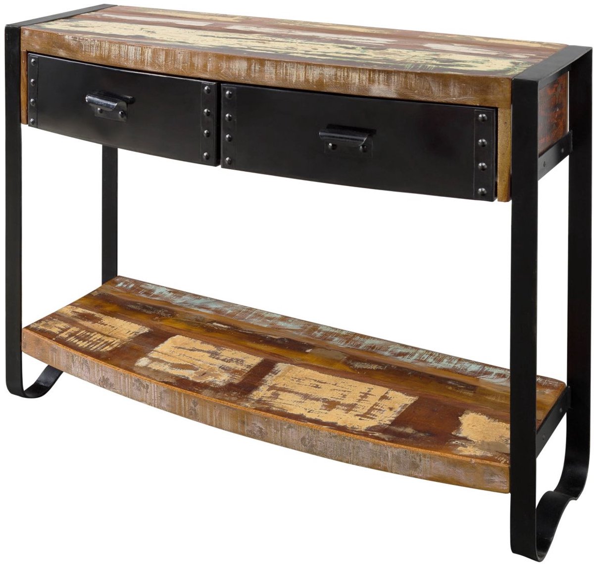 MASSIVMOEBEL24 .DE INDUSTRIAL #08 consoletafel veelkleurig gelakt massief hout sloophout 105x35x80 cm (BxTxH)