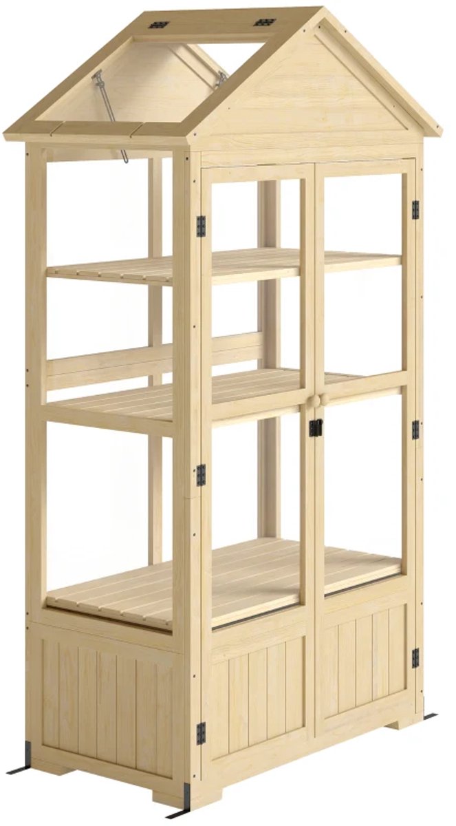 Koude Mini Kas met 3 Planken, Dakraam, Afsluitbare deur - 3 Etages - Tuinkas - Broeikas - Kweekkas - Tomatenkas - Groentekas - Plantenkas - voor Groenten, Bloemen, Planten - 100 x 56,5 x 178 cm - Grijs – foto 7